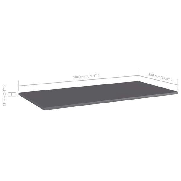 vidaXL Ράφια Βιβλιοθήκης 4 τεμ. Γυαλ. Γκρι 100x50x1,5 εκ. Μοριοσανίδα