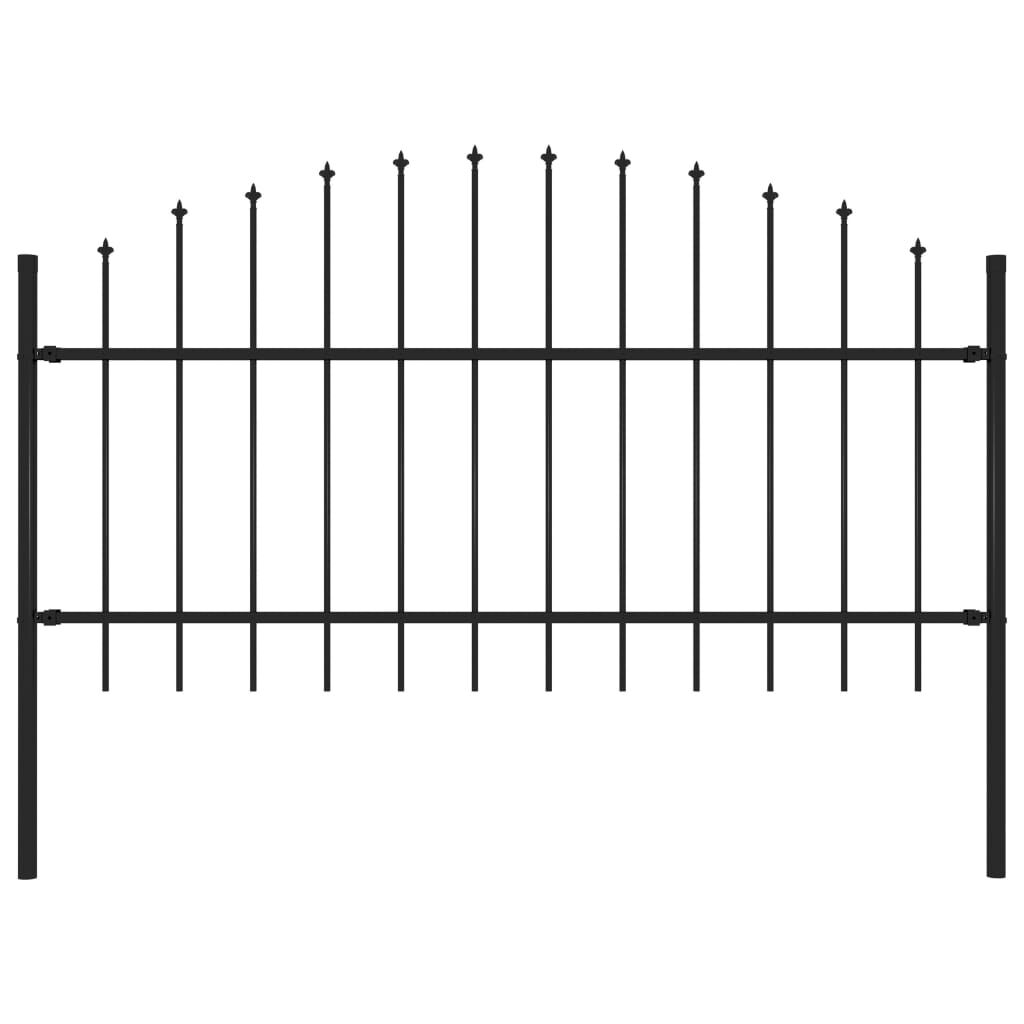 vidaXL Κάγκελα Περίφραξης με Λόγχες Μαύρα (1,-1,25) x 1,7 μ. Ατσάλινα