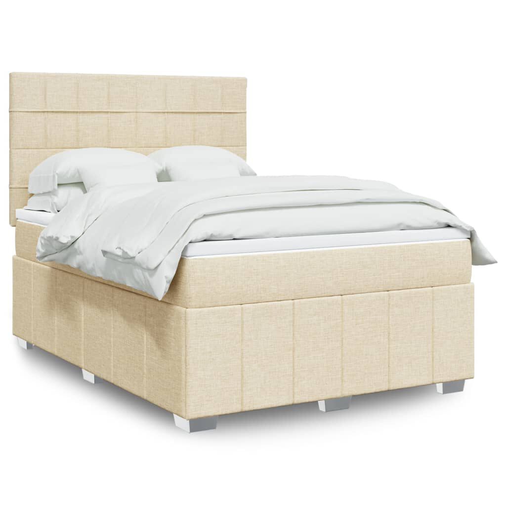 vidaXL Κρεβάτι Boxspring με Στρώμα Κρεμ 160x200 εκ. Υφασμάτινο