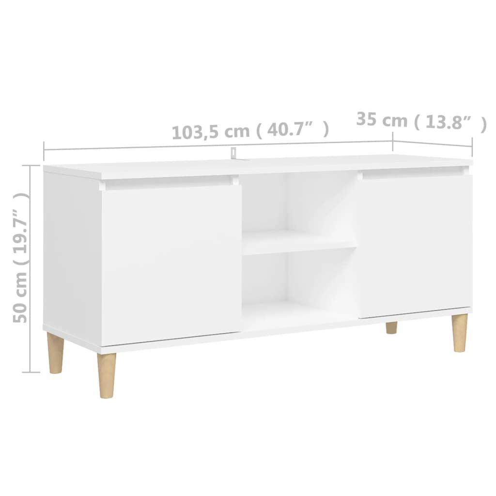 vidaXL Έπιπλο Τηλεόρασης Λευκό 103,5x30x50 εκ. με Μασίφ Ξύλινα Πόδια