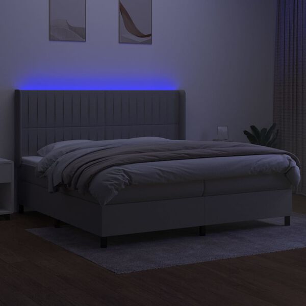 vidaXL &Kappa;&rho;&epsilon;&beta;ά&tau;&iota; Boxspring &mu;&epsilon; &Sigma;&tau;&rho;ώ&mu;&alpha; & LED &Alpha;&nu;.&Gamma;&kappa;&rho;&iota; 200x200&epsilon;&kappa;. &Upsilon;&phi;&alpha;&sigma;&mu;ά&tau;&iota;&nu;&omicron;