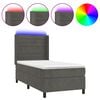 vidaXL Κρεβάτι Boxspring με Στρώμα & LED Σκ. Γκρι 90x200 εκ. Βελούδινο