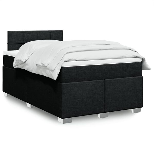 vidaXL Κρεβάτι Boxspring με Στρώμα Μαύρο 120x190 εκ. Υφασμάτινο