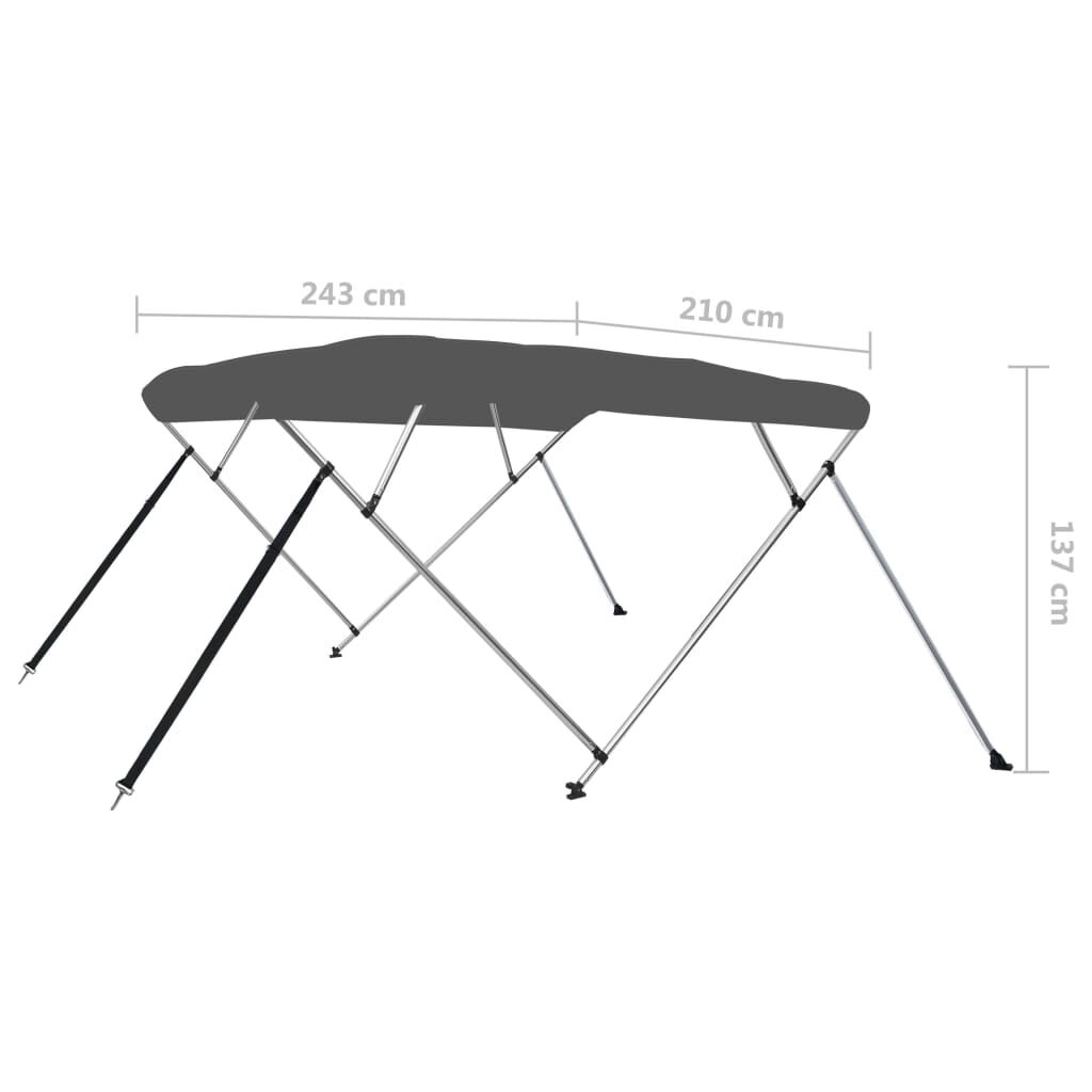 vidaXL Τέντα Σκάφους με 4 Αψίδες Ανθρακί 243x210x137 εκ.