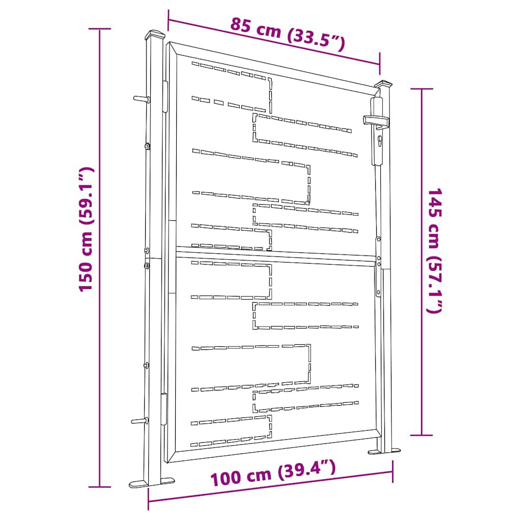 vidaXL Πόρτα Περίφραξης Κήπου 100 x 150 εκ. από Ανοξείδωτο Ατσάλι