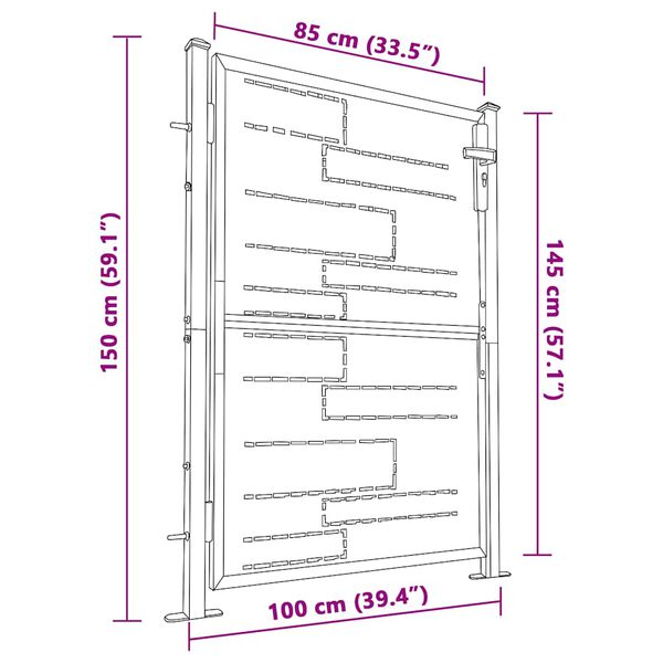 vidaXL Πόρτα Περίφραξης Κήπου 100 x 150 εκ. από Ανοξείδωτο Ατσάλι
