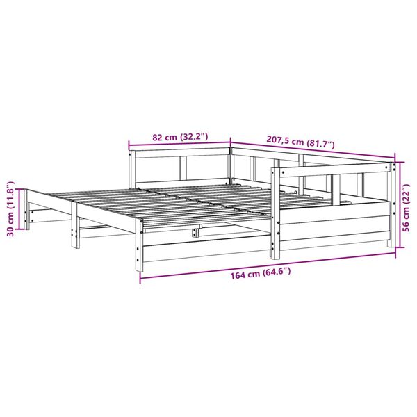 vidaXL Καναπές Κρεβάτι Συρόμενος+Στρώμα 80x200εκ.Μασίφ Ξύλο Πεύκου