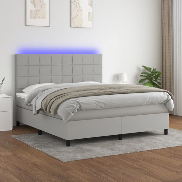 vidaXL &Kappa;&rho;&epsilon;&beta;ά&tau;&iota; Boxspring &mu;&epsilon; &Sigma;&tau;&rho;ώ&mu;&alpha; & LED &Alpha;&nu;.&Gamma;&kappa;&rho;&iota; 160x200&epsilon;&kappa;. &Upsilon;&phi;&alpha;&sigma;&mu;ά&tau;&iota;&nu;&omicron;