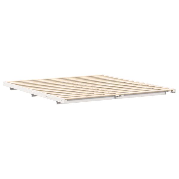 vidaXL Κρεβάτι δαπέδου Λευκό 180 x 220 εκ. Μασίφ ξύλο πεύκου