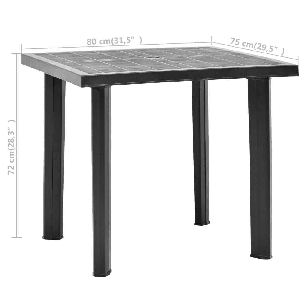 vidaXL Τραπέζι Κήπου Ανθρακί 80 x 75 x 72 εκ. Πλαστικό