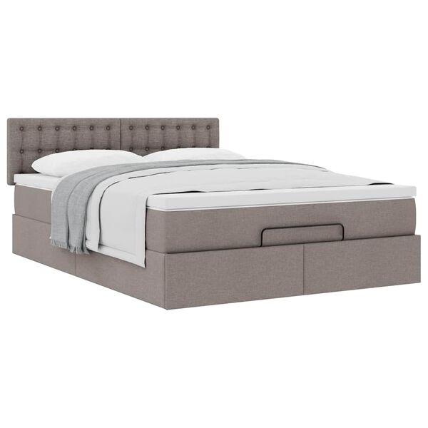 vidaXL Οθωμανικό κρεβάτι με στρώμα Taupe 140x200cm ύφασμα