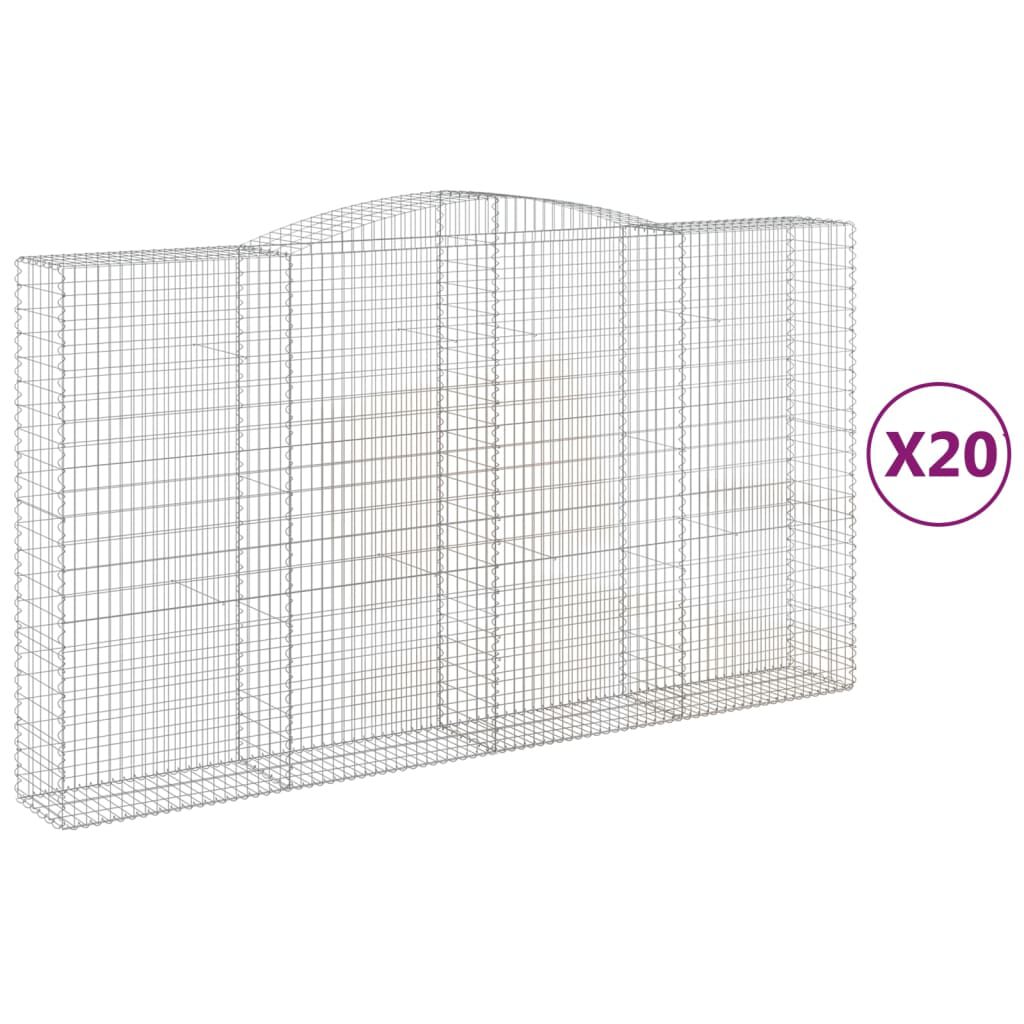 vidaXL Συρματοκιβώτια Τοξωτά 20 τεμ. 400x50x220/240 εκ. Γαλβαν. Ατσάλι