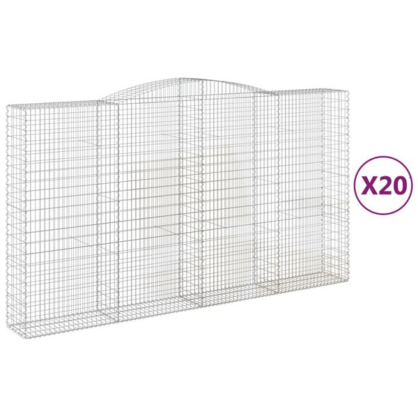 vidaXL Συρματοκιβώτια Τοξωτά 20 τεμ. 400x50x220/240 εκ. Γαλβαν. Ατσάλι