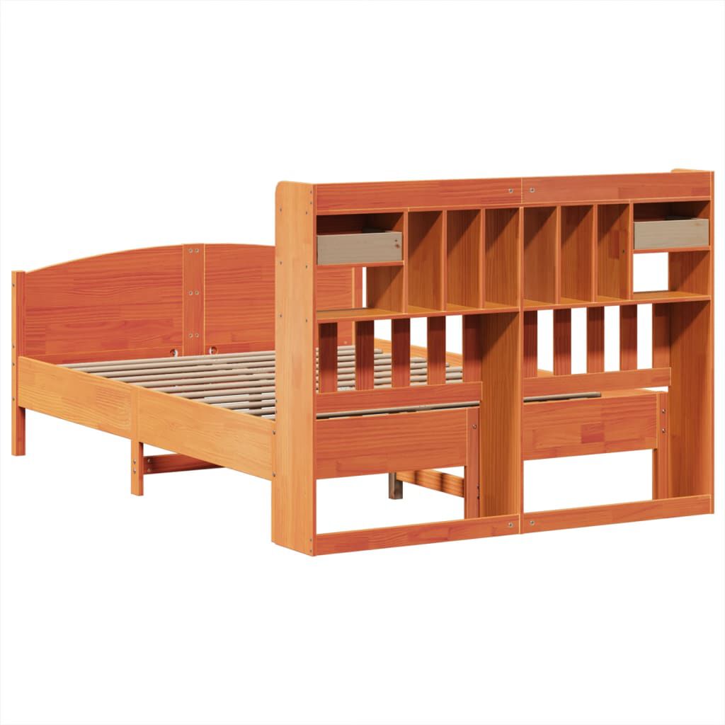 vidaXL Κρεβάτι Βιβλιοθήκη Χωρίς Στρώμα 150x200 εκ Μασίφ Ξύλο Πεύκου