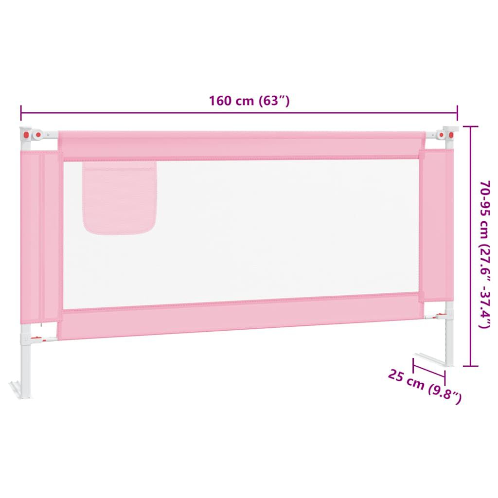 vidaXL Μπάρα Κρεβατιού Προστατευτική Ροζ 160 x 25 εκ. Υφασμάτινη