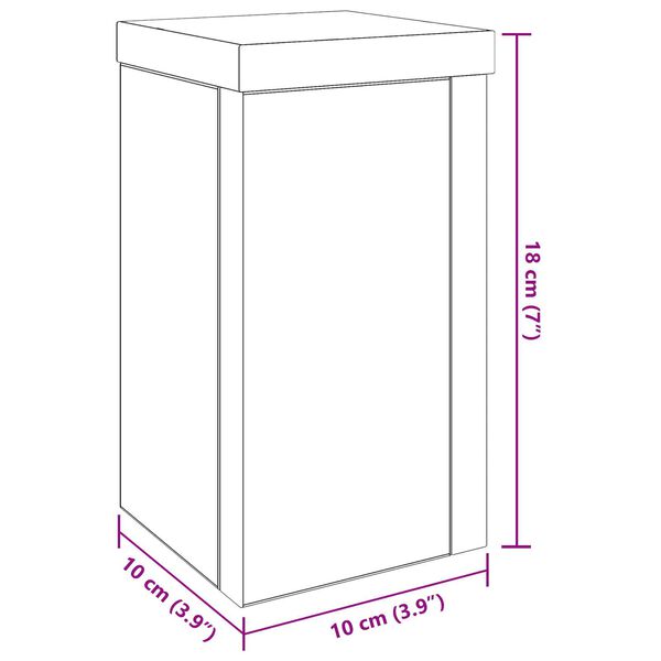 vidaXL Βάση φυτών 2 pcs Μαύρη δρυς 10 x 10 x 18 cm Επεξεργασμένο ξύλο