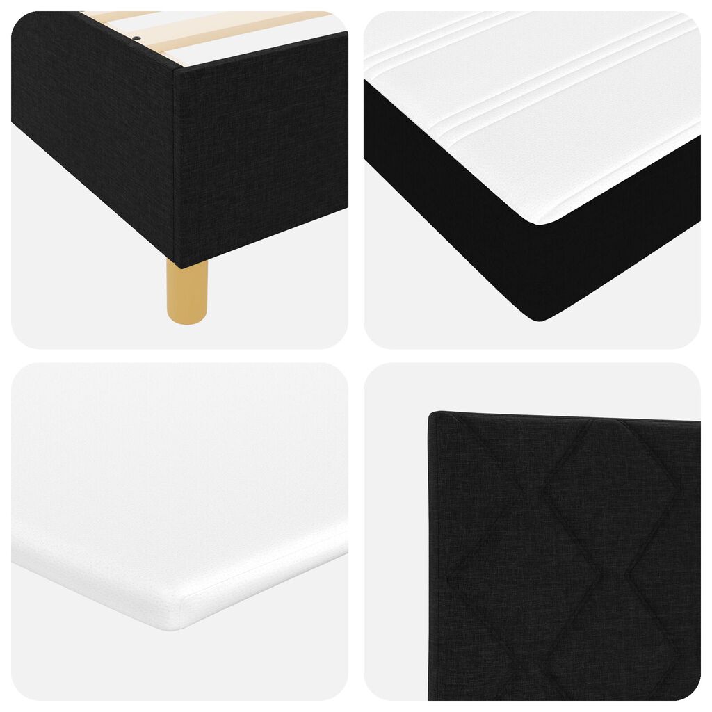vidaXL Κρεβάτι Box Spring με Στρώμα & Πάγκο Μαύρο 120x190 εκ Ύφασμα