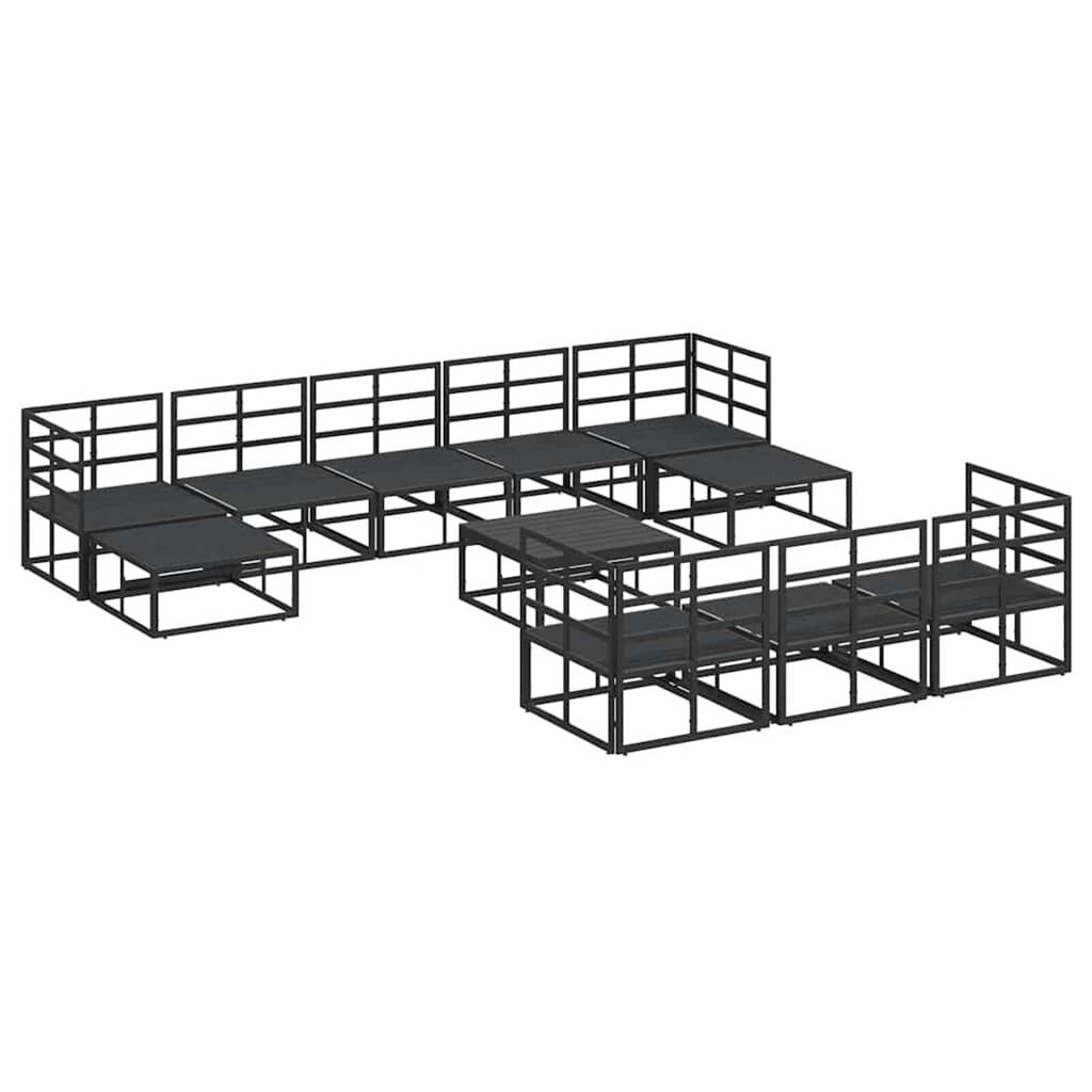 vidaXL Σετ Καναπέ Κήπου με μαξιλάρι 11 pcs Μαύρο Αλουμίνιο