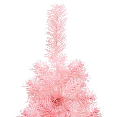vidaXL Χριστουγεν. Δέντρο Slim Τεχνητό Μισό με Βάση Ροζ 180 εκ.