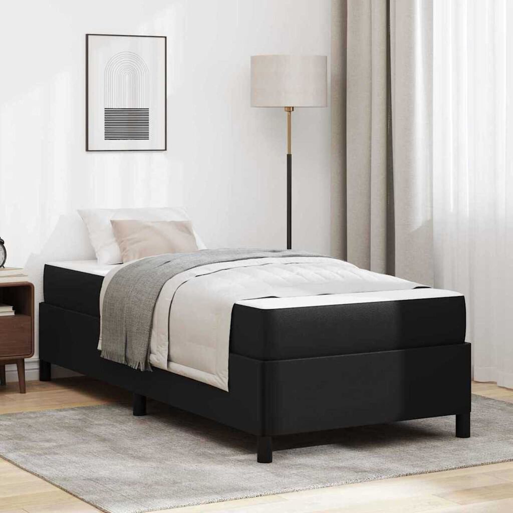 vidaXL Σκελετός κρεβατιού με στρώμα Μαύρο 80 x 200 cm Τεχνητό δέρμα
