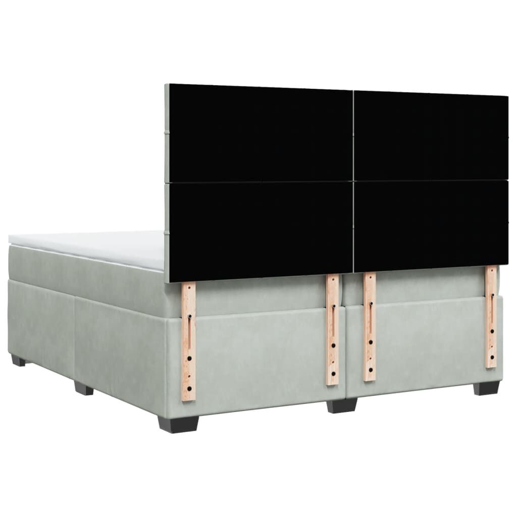 vidaXL Κρεβάτι Boxspring με Στρώμα Ανοιχτό Γκρι 200x200 εκ. Βελούδινο