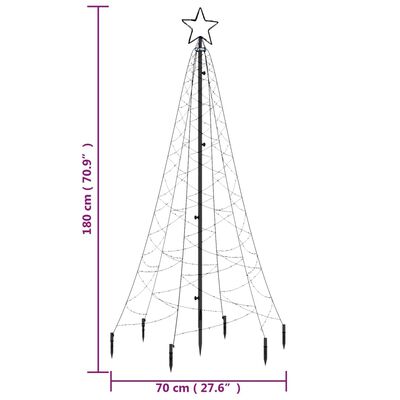 vidaXL Χριστουγεννιάτικο Δέντρο Με Ακίδα 200 LED Θερμό Λευκό 180 εκ.