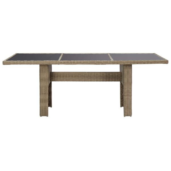 vidaXL Τραπεζαρία Κήπου Καφέ 200x100x74 εκ. από Γυαλί/Συνθετικό Ρατάν