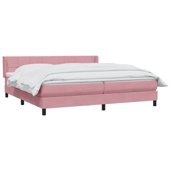vidaXL Box Spring κρεβάτι με στρώμα ροζ 180x220 cm Βελούδινο