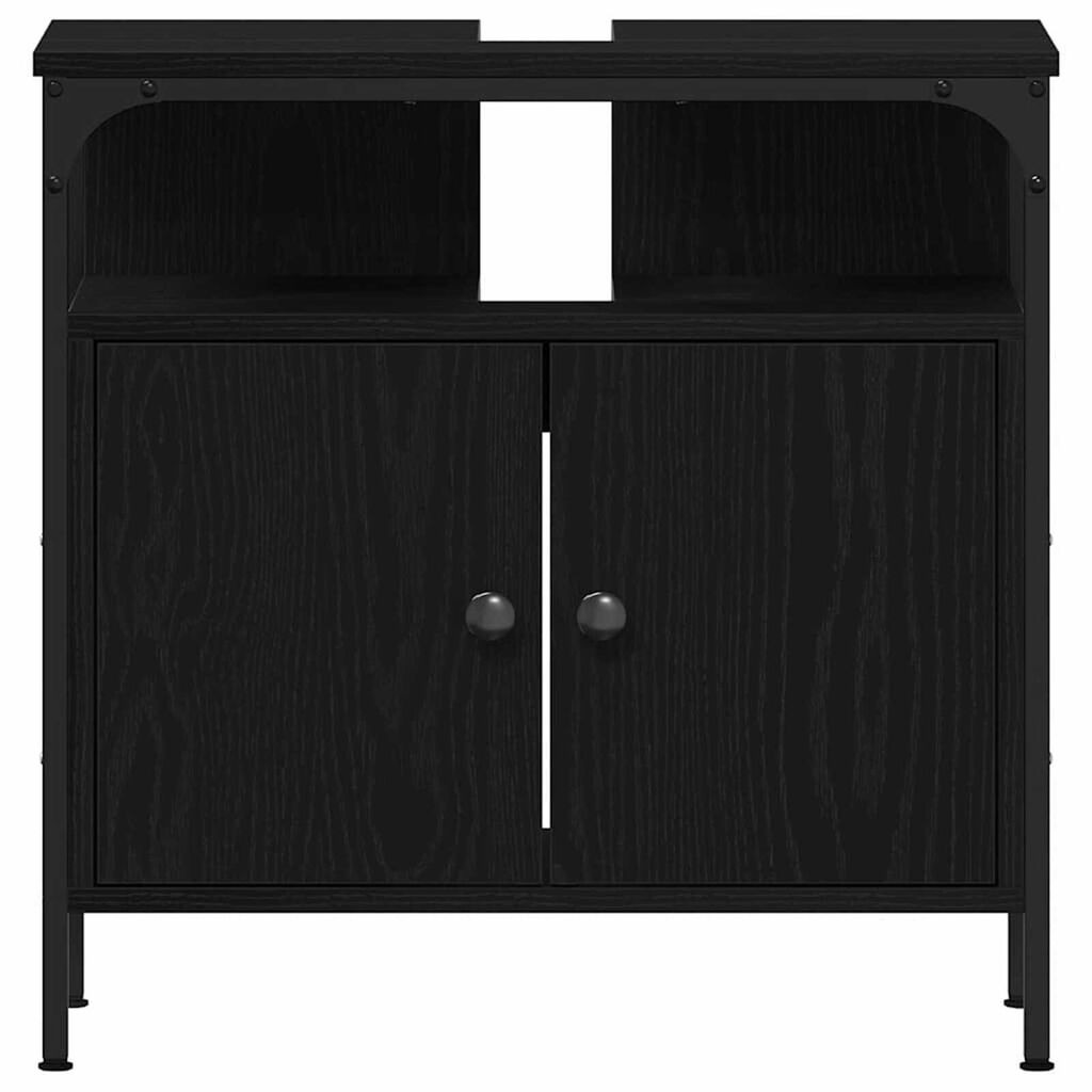 vidaXL Μονάδες Νιπτήρα Μπάνιου με πόρτα 3 pcs Μαύρο 80 x 30 x 60 cm