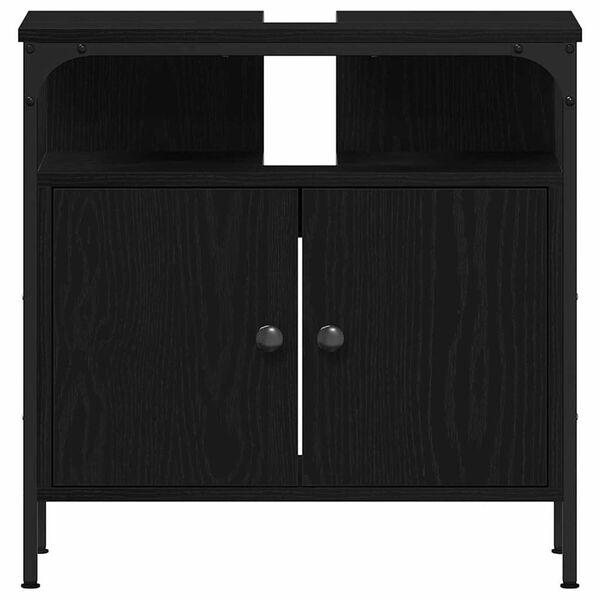 vidaXL Μονάδες Νιπτήρα Μπάνιου με πόρτα 3 pcs Μαύρο 80 x 30 x 60 cm