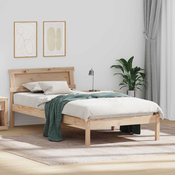 vidaXL Σκελετός Κρεβατιού Καφέ 90 x 190 cm Συμπαγές ξύλο πεύκου