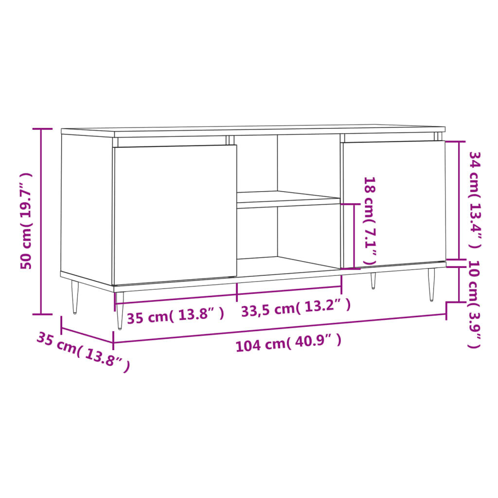 vidaXL Έπιπλο Τηλεόρασης Καπνιστή Δρυς 104 x 35 x 50 εκ. Επεξεργ. Ξύλο