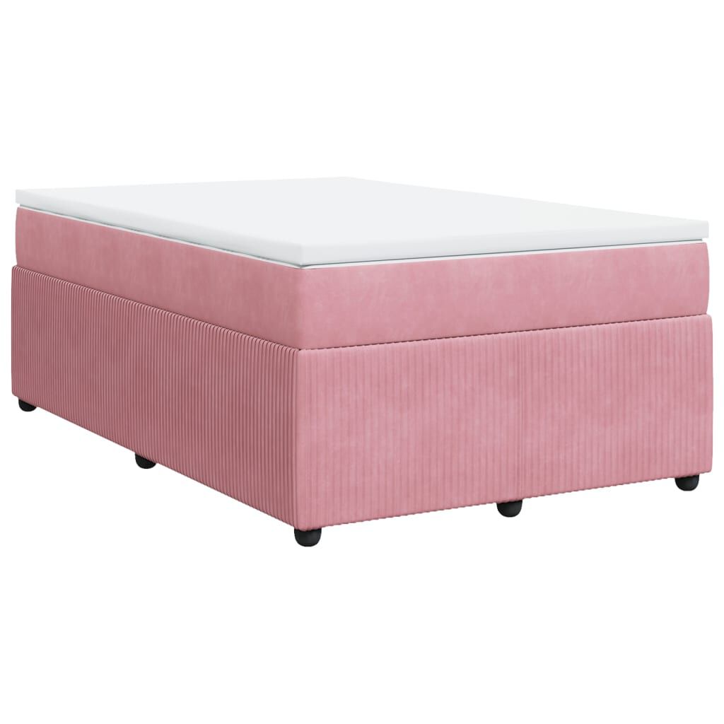 vidaXL Κρεβάτι Boxspring με Στρώμα Ροζ 120x200 εκ. Βελούδινο