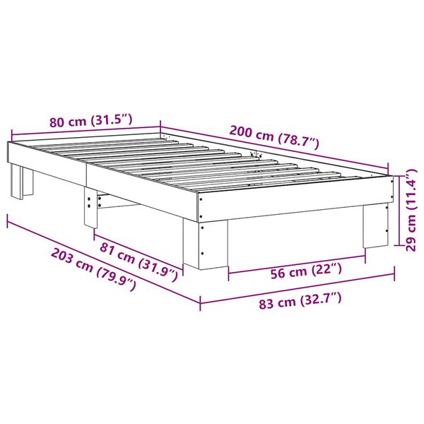 vidaXL Πλαίσιο κρεβατιού χωρίς στρώμα 80x200 cm μασίφ ξύλο δρυς