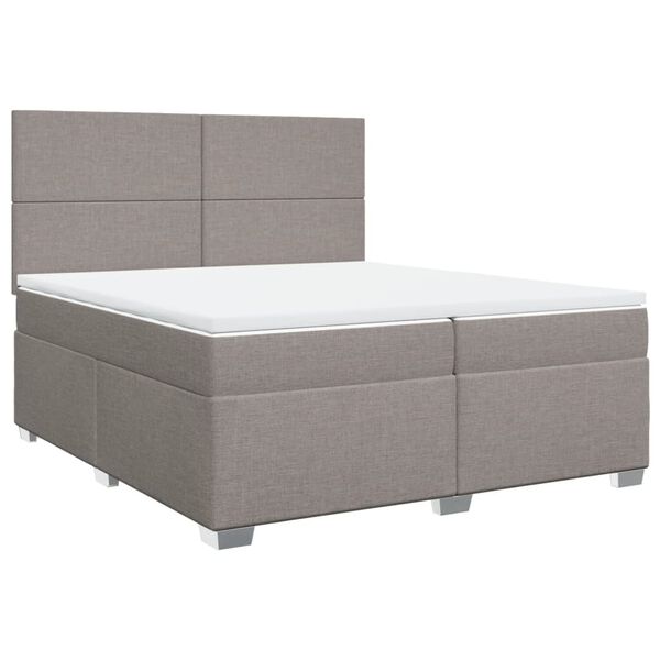 vidaXL &Kappa;&rho;&epsilon;&beta;ά&tau;&iota; Boxspring &mu;&epsilon; &Sigma;&tau;&rho;ώ&mu;&alpha; Taupe 200x200 &epsilon;&kappa;. &Upsilon;&phi;&alpha;&sigma;&mu;ά&tau;&iota;&nu;&omicron;