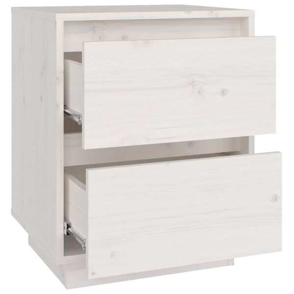 vidaXL Κομοδίνα 2 τεμ. Λευκά 40 x 35 x 50 εκ. από Μασίφ Ξύλο Πεύκου