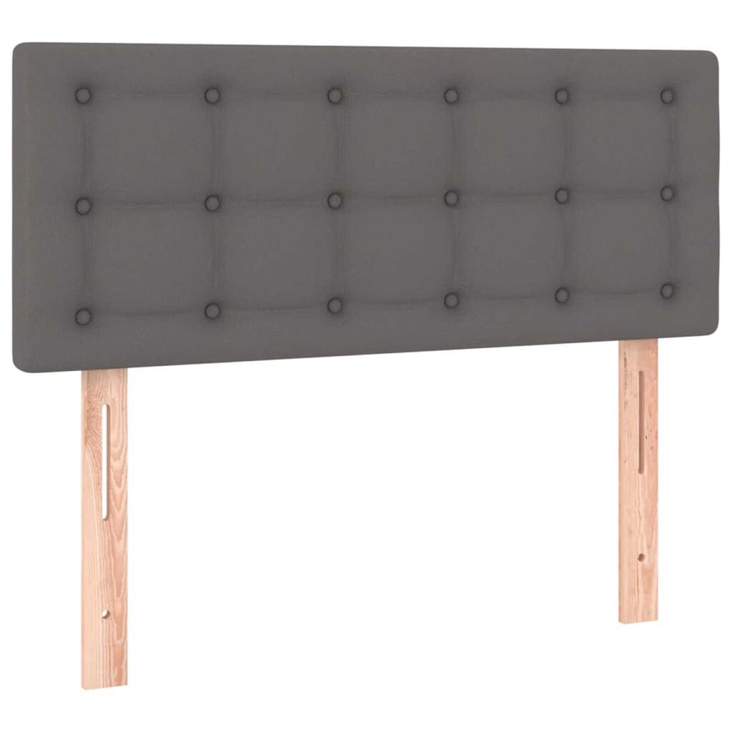 vidaXL Κρεβάτι Boxspring με Στρώμα Γκρι 120x190εκ. από Συνθετικό Δέρμα