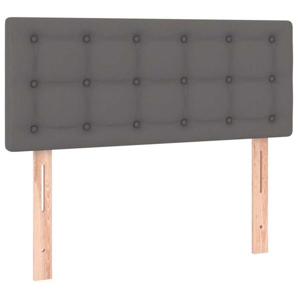 vidaXL Κρεβάτι Boxspring με Στρώμα Γκρι 120x190εκ. από Συνθετικό Δέρμα
