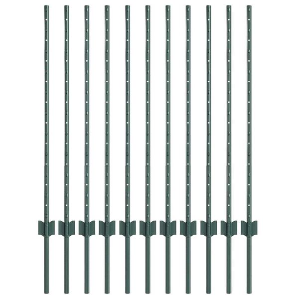 vidaXL Πόλοι φράχτη 22 pcs Πράσινο 100 cm Ατσάλι