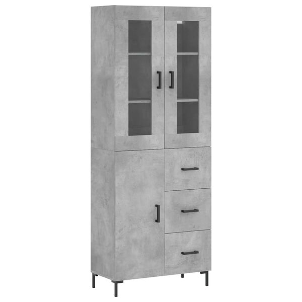 vidaXL Ντουλάπι Γκρι Σκυροδέματος 69,5x34x180 εκ. Επεξεργασμένο Ξύλο