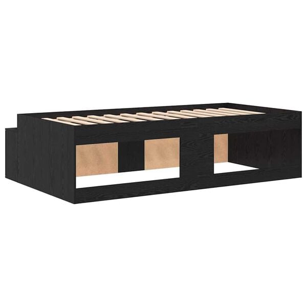 vidaXL Κρεβάτι με αποθηκευτικό χώρο Μαύρη δρυς 75 x 190 cm