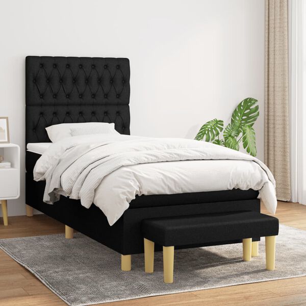 vidaXL &Kappa;&rho;&epsilon;&beta;ά&tau;&iota; Boxspring &mu;&epsilon; &Sigma;&tau;&rho;ώ&mu;&alpha; &Mu;&alpha;ύ&rho;&omicron; 100 x 200 &epsilon;&kappa;. &Upsilon;&phi;&alpha;&sigma;&mu;ά&tau;&iota;&nu;&omicron;