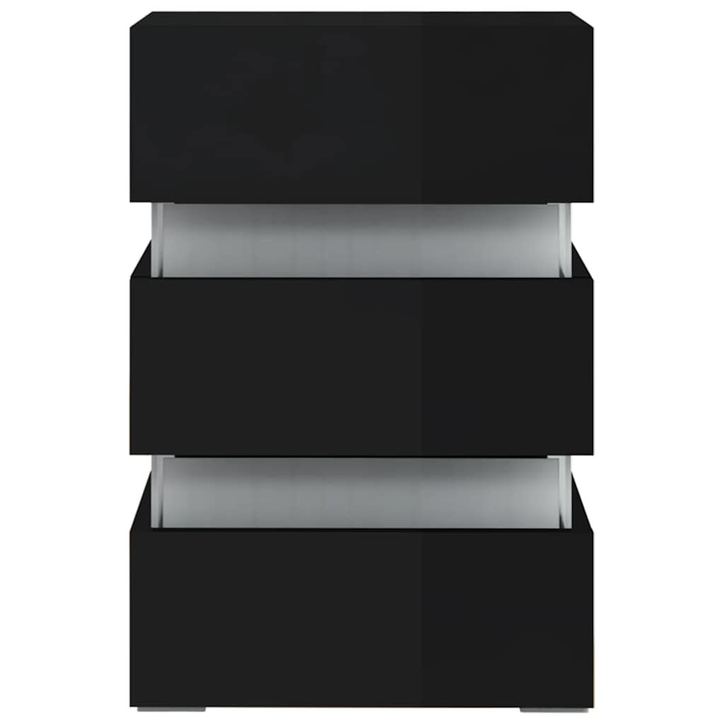 vidaXL Κομοδίνο με LED Γυαλιστερό Μαύρο 45x35x67 εκ. Επεξεργασμ. Ξύλο
