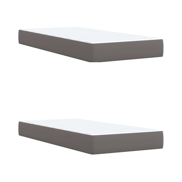 vidaXL Κρεβάτι Boxspring με Στρώμα Γκρι 200x200 εκ. Συνθετικό Δέρμα