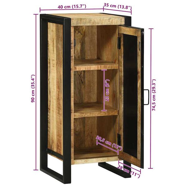 vidaXL Ντουλάπα Μπάνιου Καφέ 40 x 35 x 90 εκ. Μασίφ ξύλο μάνγκο