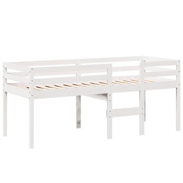 vidaXL Κρεβάτι Υπερυψωμένο με Οροφή 75x190εκ. από Μασίφ Ξύλο Πεύκου