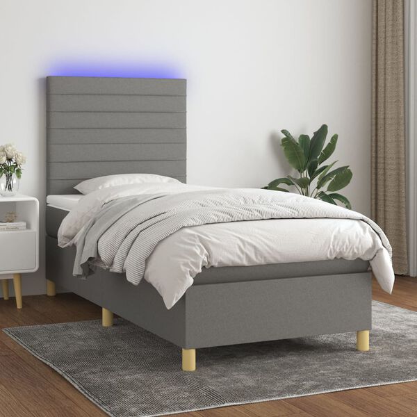 vidaXL &Kappa;&rho;&epsilon;&beta;ά&tau;&iota; Boxspring &mu;&epsilon; &Sigma;&tau;&rho;ώ&mu;&alpha; & LED &Sigma;&kappa;.&Gamma;&kappa;&rho;&iota; 80x200 &epsilon;&kappa;. &Upsilon;&phi;&alpha;&sigma;&mu;ά&tau;&iota;&nu;&omicron;