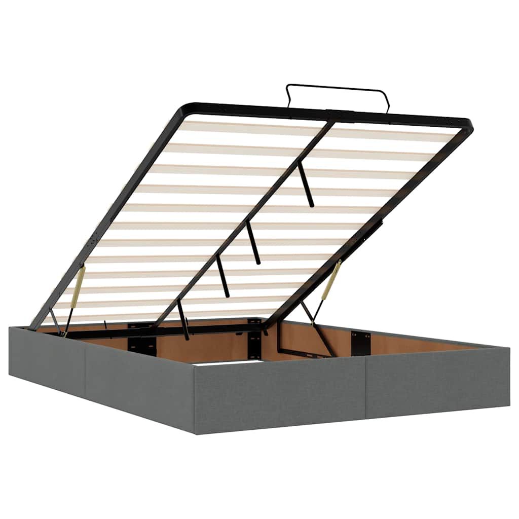vidaXL Οθωμανικό κρεβάτι με στρώμα & LEDs Σκούρο γκρι 140x190cm Ύφασμα