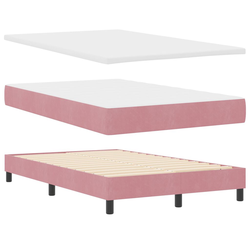 κρεβάτι box spring vidaXL με στρώμα ροζ 120x200 εκ. βελούδο