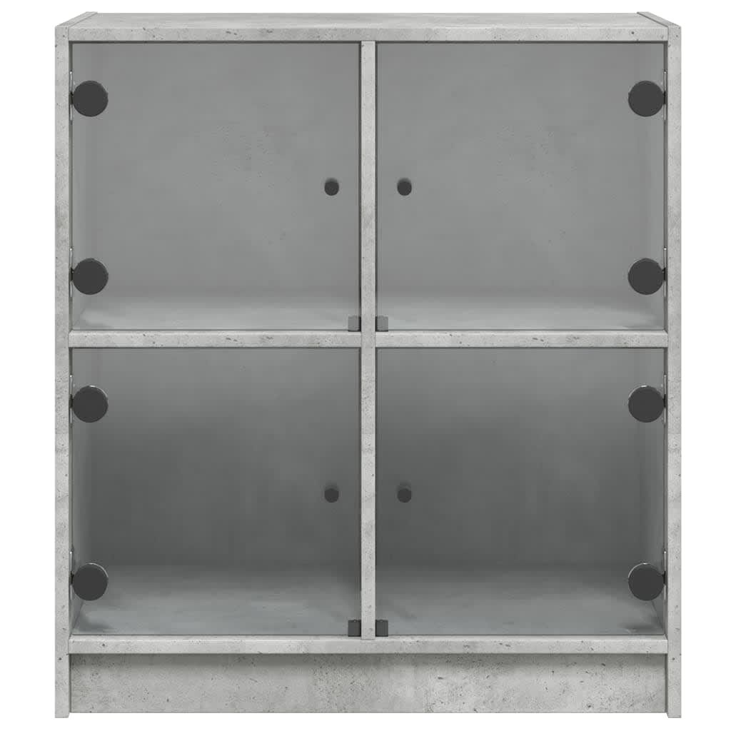 vidaXL Βοηθητικό Ντουλάπι Γκρι Σκυροδ. 68x37x75,5 εκ. Γυάλινες Πόρτες